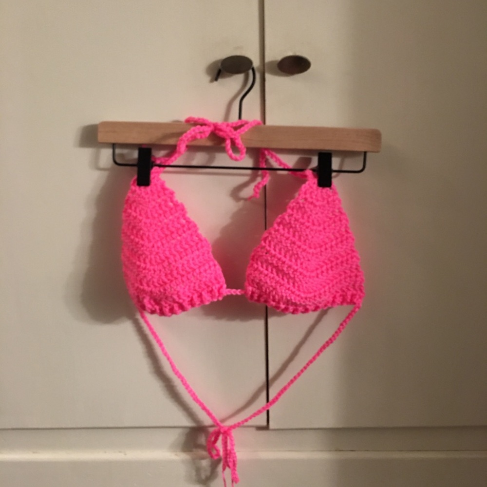 Pink Crochet Bikini Top